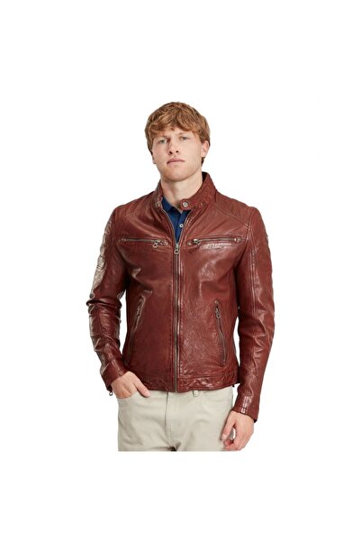 mauritius Gipsy Men's Leather Jacket Dark Cognac GBDerry