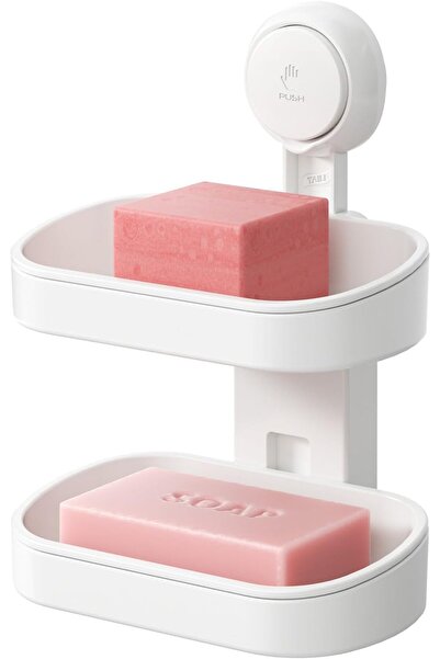 Arabest حامل صابون مزدوج الطبقات مزود بكوب شفط، وحامل إسفنج قوي للاستحمام وال...