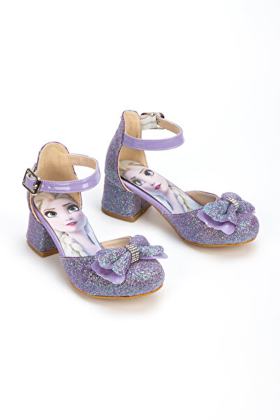 Lideral Pantofi cu toc prințesă cu sclipici pentru fetiță, cu fundă mare, cu ...