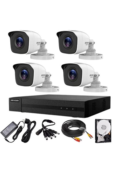 Hikvision HiWatch series surveillance system 4 cameras 5MP IR 20m 4-channel DVR with accessories and HDD 500