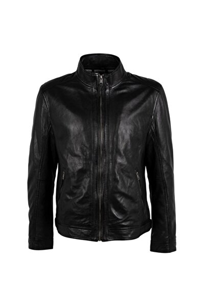 mauritius Deercraft Men's Leather Jacket Black DMOshan