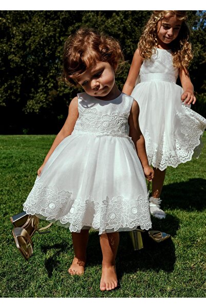 Abel & Lula Mayoral Abel Lula Baby Girl Porto Evening Dress Cream