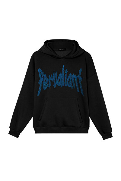 Fer Valiant سويت شيرت ستار ستون للجنسين مطبوع قصة فضفاضة بغطاء رأس