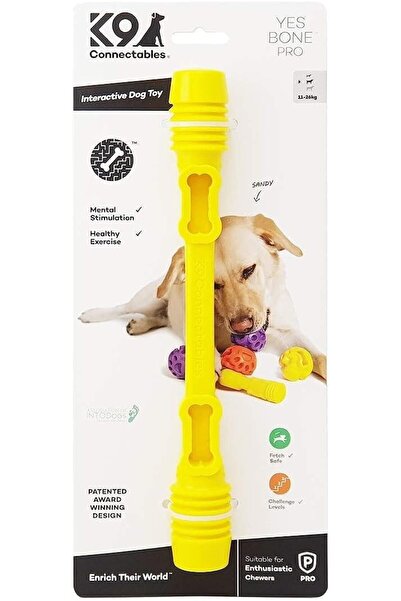 K9 لعبة Connectables Yes Bone Pro التفاعلية للكلاب، متوسطة الحجم، صفراء