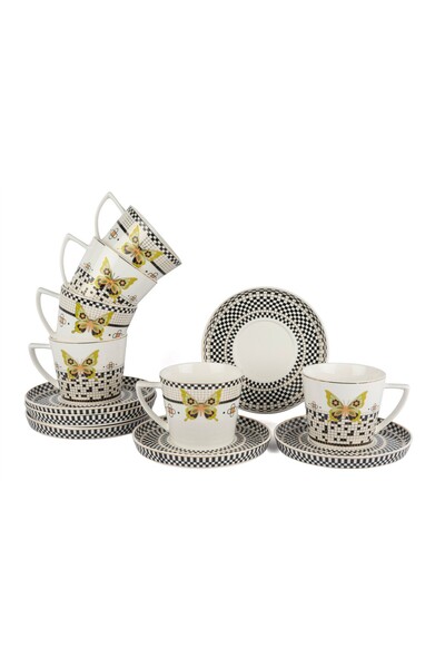 Mikasa Moor Monarch Siyah Beyaz 6lı Çay Fincan Seti 220cc