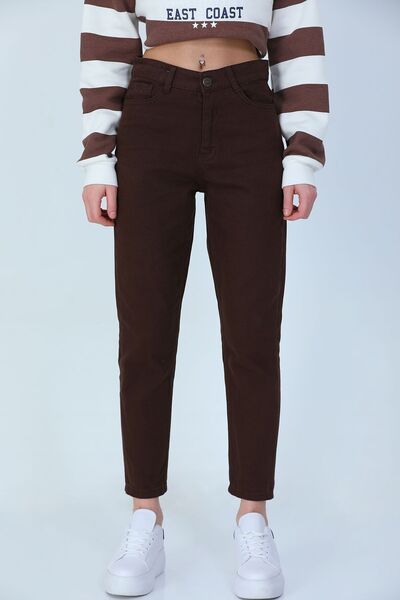 JAXEN Ns-22806 Women's Brown Mom Jeans Pants