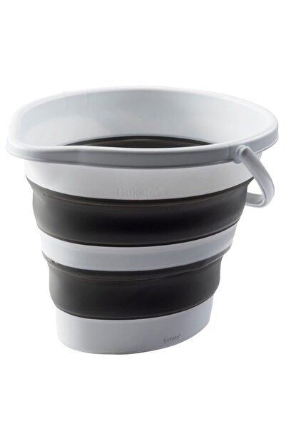 Bukate Foldable Silicone and Plastic Bucket, with Handle 5L, Practical and Compact White and Black, Bukate®