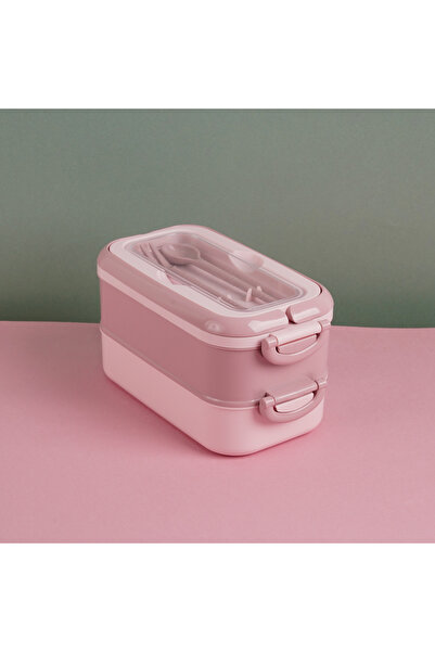 Gondol Diyet & Öğün Taşıma İçin 2 Katlı Kaşık Çatallı Beslenme Kutusu-1,8 L Lunch Box