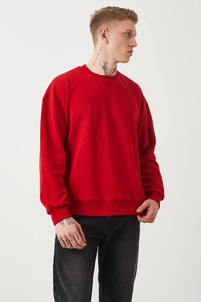 Duuf Crew Neck Oversized Stitch Detail Basic Sweatshirt Df006