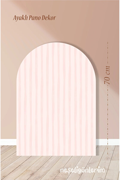 neşeli günlerim Pudra Çizgili Ayaklı Pano Arka Fon 70 cm | Tasarım | Kapı | O...