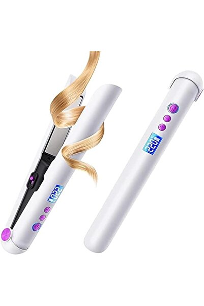 Arabest مكواة فرد الشعر الصغيرة، مكواة تجعيد الشعر المحمولة، قرص تسخين سريع قابل للتعديل (أبيض)