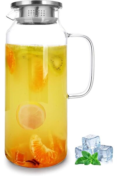 Arabest Glass Kettle with Lid, 2 Liters/68 Oz, For Hot and Cold Water, Iced C...