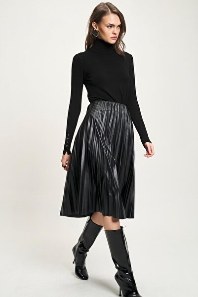 Lijuri Fusta plisată din piele în formă de clopot 4060 R5-K-K3