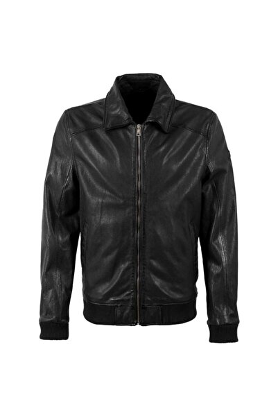 mauritius Geaca de Piele Barbati Neagra MMCrovig