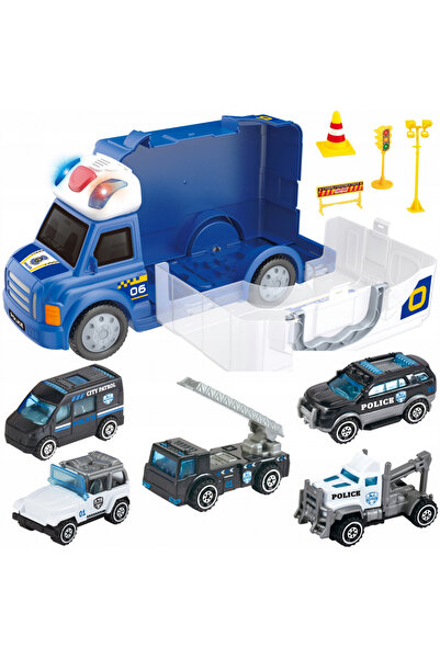 Matadi Set camion de remorcare Police, tip valiza cu maner, cu lumini si sune...