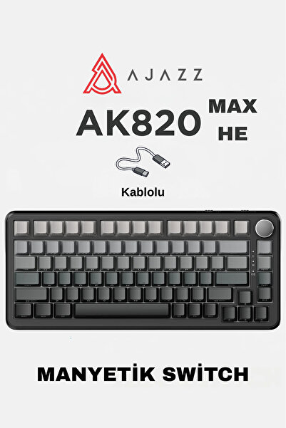 Ajazz AK820 MAX HE Kablolu Mekanik Oyun Klavyesi, Rapid Trigger, RGB Aydınlat...