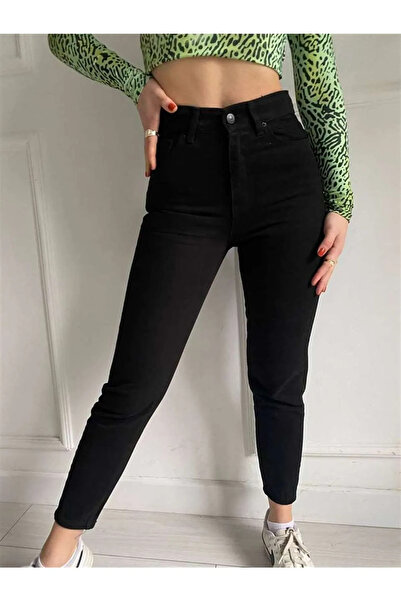 JAXEN NS-94139 جينز كلاسيكي أسود عالي الخصر قماش قابل للتمدد موم