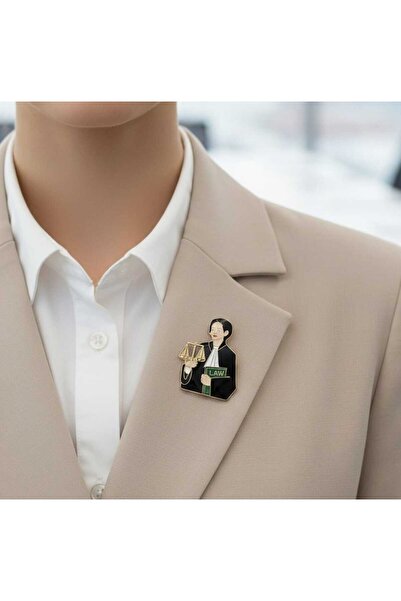 Daily Bazaar Adaletin Simgesi: El İşçiliği Emaye Avukat & Hukukçu Broşu