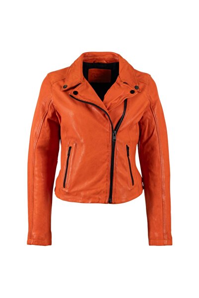 mauritius Women's Orange Leather Jacket MWMishell