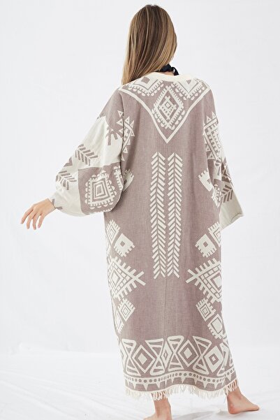 CAKKATEX Organic Cotton Woven Design Long Kimono |   Beach Wear