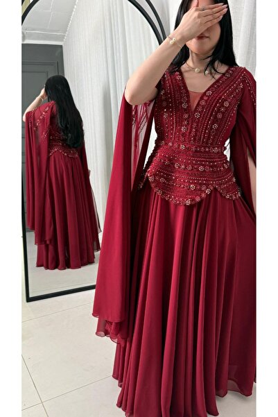 Farah Fashion فستان أنيق مصنوع من قماش شيفون جورجيت دبل كلوش