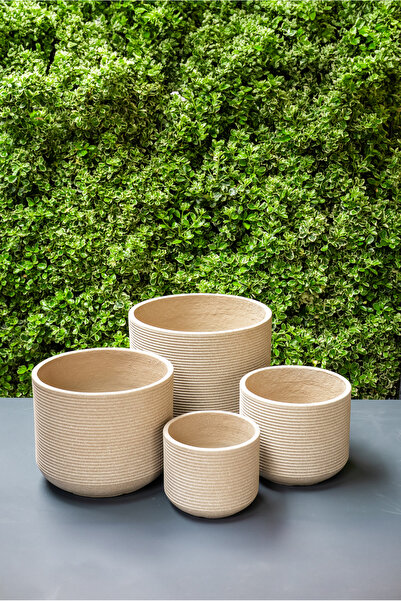 SAMART PEYZAJ MODERN DOKULU HAFİFLETİLMİŞ BETON SAKSI - Ø44cm/H36cm BÜYÜK BOY...