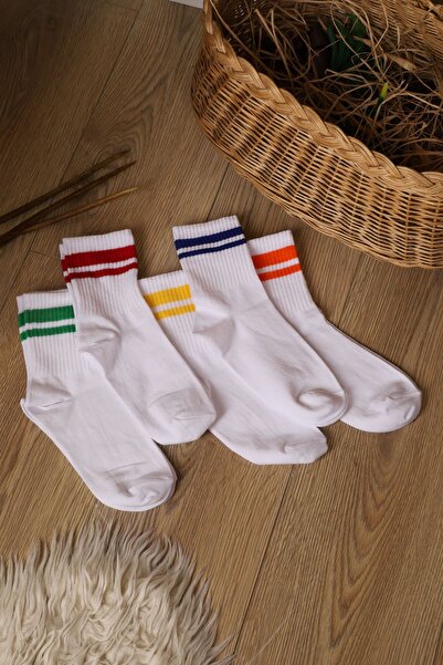 İbrahim Berk 5 Pairs Men Women College Socks Colorful Striped Unisex College Sports Socks