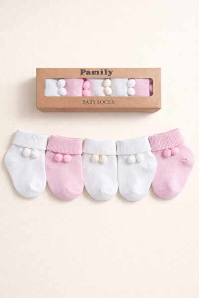 baby socks 5 Pairs of Pom-Pom Gift Baby Girl Socks Set
