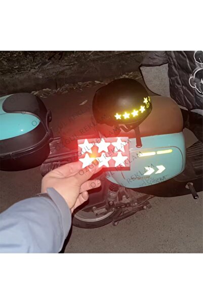 ÖZGÜL REKLAM Yıldız Petekli Fosfor Reflektör sticker Kask/ Araba sticker / Motor Sticker / Laptop Sticker