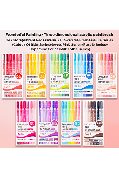 Choice قلم جل أكريليك 54/6 ألوان من لانغو، 1.0 مم، ثلاثي الأبعاد، للكتابة الي...