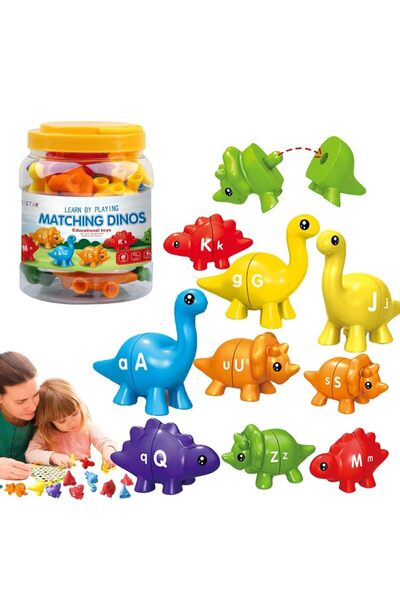 Choice مجموعة مطابقة حروف الأبجدية ثنائية اللغة مكونة من 26 قطعة مع ديناصورات...