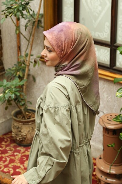 Tesettürnağme Eșarfă EcoZen TN2100 Model Batik 04-Verde-Portocaliu-Violet