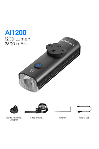 Choice مصباح أمامي للدراجة AI-1200 أسود بقوة 1200/1800 لومن، خفيف الوزن للغاي...