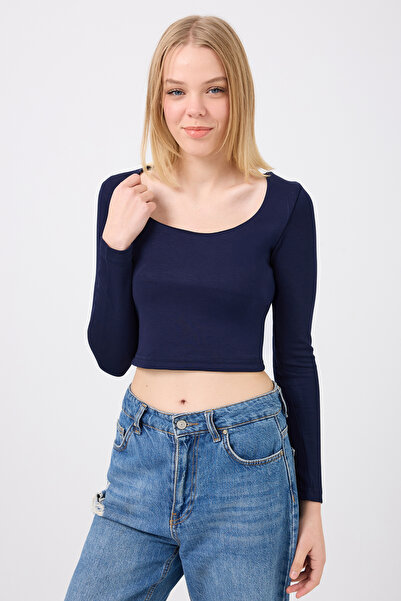 Silk & Spice Women's Modal Fabric Slim Fit Slim Fit Square Neck Black Blouse Crop