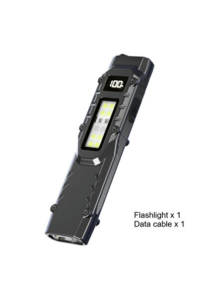 Choice مصباح يدوي تكتيكي أسود قابل لإعادة الشحن عبر منفذ USB، مزود بمصدر ضوء COB، هيكل صغير من سبائك الألومنيوم، مقاوم للماء بمعيار IPX4