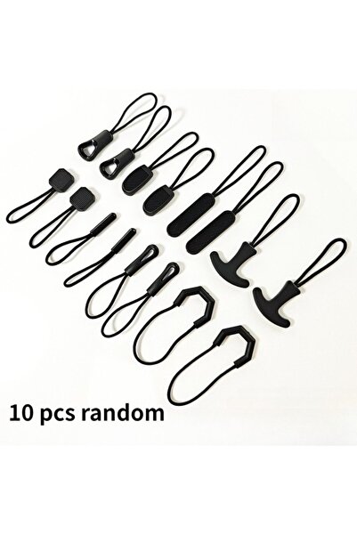 Choice 10 pcs random 10pcs Black Zipper Pull Rope Repair Kit Random Tail Ends for Backpacks Luggage Clothin