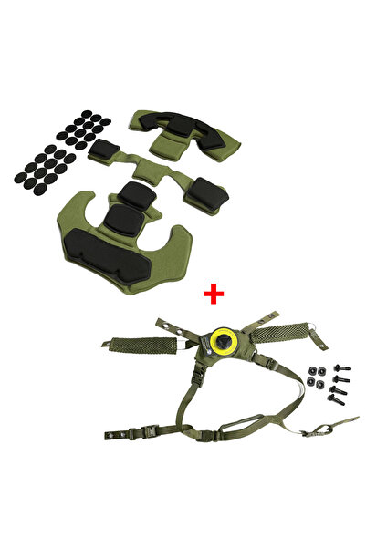 Choice طقم أخضر من نظام تعليق خوذة ويندي التكتيكي، حبل تعليق للخوذة، وسادة من...