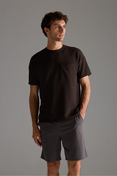 Syah Erkek Petek Dokulu Pamuklu Kısa Kollu T-shirt