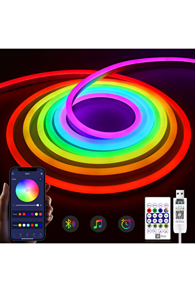 Choice أضواء نيون RGBIC بتقنية بلوتوث 3 أمتار، RGBIC WS2812، 5 فولت، ألوان RGB، مقاومة للماء، أنبوب مرن قابل للتعتيم