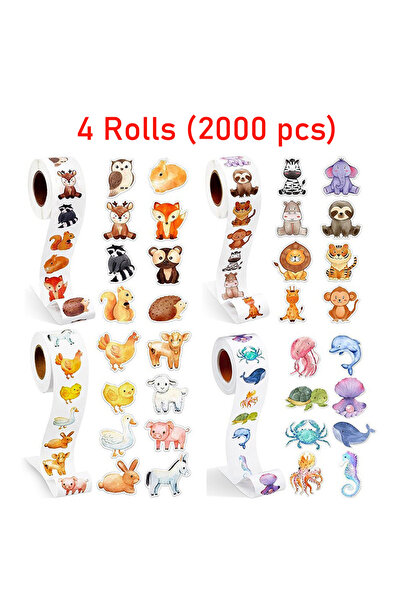 Choice4 لفتان، ٢٠٠٠ قطعة، ٥٠٠/١٠٠٠/٢٠٠٠ قطعة، ملصقات مكافآت كرتونية لحيوانات ...