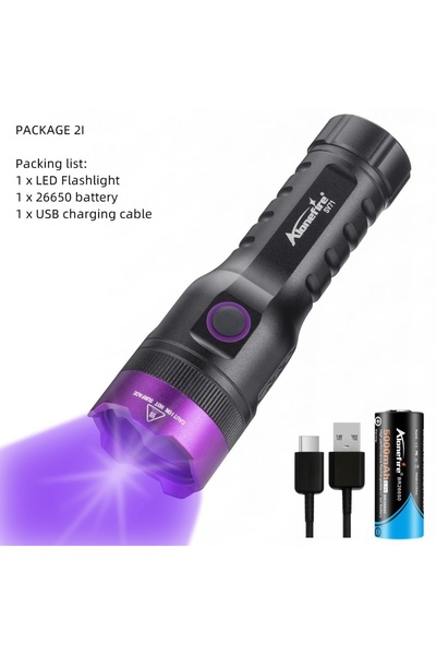 Choice 26650 365nm 20W 365nm UV Flashlight LED Blacklight Output Rechargeable Resin Curing Cat Dog Marker O