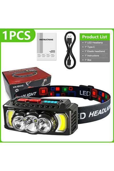 Choice مصباح أمامي LED أمامي قابل لإعادة الشحن بمنفذ USB-C، أسود × أبيض × أحم...