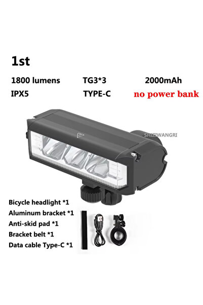 Choice مصباح دراجة LED مقاوم للماء قابل لإعادة الشحن عبر منفذ USB، بقوة 5200 ...