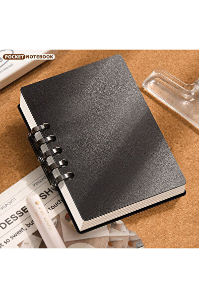 Choice دفتر ملاحظات أسود محمول بحجم A7، ذو أوراق منفصلة، دفتر صغير الحجم للجي...