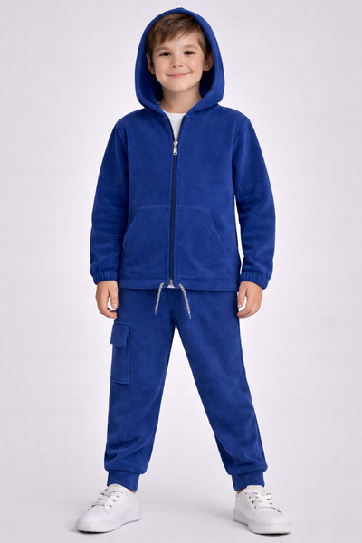 Gonca Bebe GONCA 330-12-25 Erkek Çocuk Kapüşonlu Polar Eşofman Takımı Fermuar...