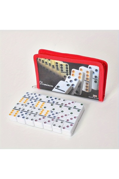 Choice مجموعة دومينو بيضاء مكونة من 28 قطعة مع حقيبة تخزين، مناسبة للترفيه لل...