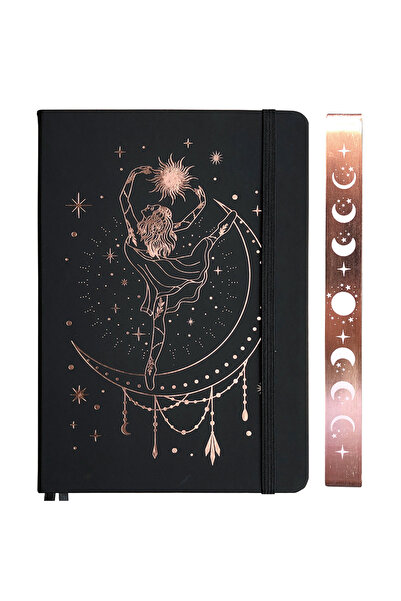 Choice دفتر ملاحظات منقط من BUKE، مقاس A5، أسود، بنمط "My Girl Dance"، مصنوع من ورق البامبو بوزن 180 غرام/متر مربع، بحواف ذهبية وردية.