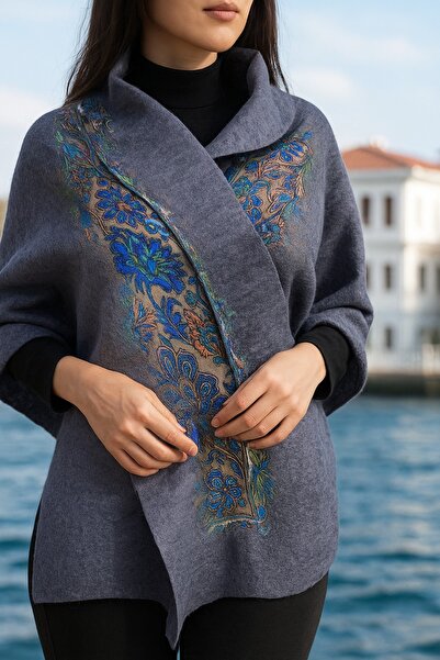 Özgüneş4c İpek & Keçe Doğal Frekans Şalları | İpek Kadın Atkı Şal El İşçiliği...