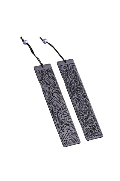 Choice قطعتان - فاصل كتاب منحوت من خشب الورد الأسود، يضم صورًا لـ ووشان وتشان...