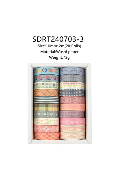 Choice SDRT240703-3 ٢٠ لفة من شريط واشي رفيع، لوازم مدرسية، لاصق زخرفي أساسي رفيع